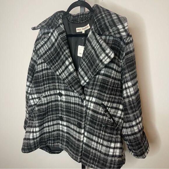 Free People Highlands Wool Coat in Salt & Pepper Revolve NWT XS - Picture 8 of 12